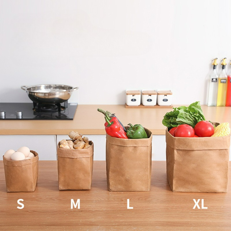 Food Storage Reusable Bags - Sacchetti di Carta Kraft Lavabili, Borse