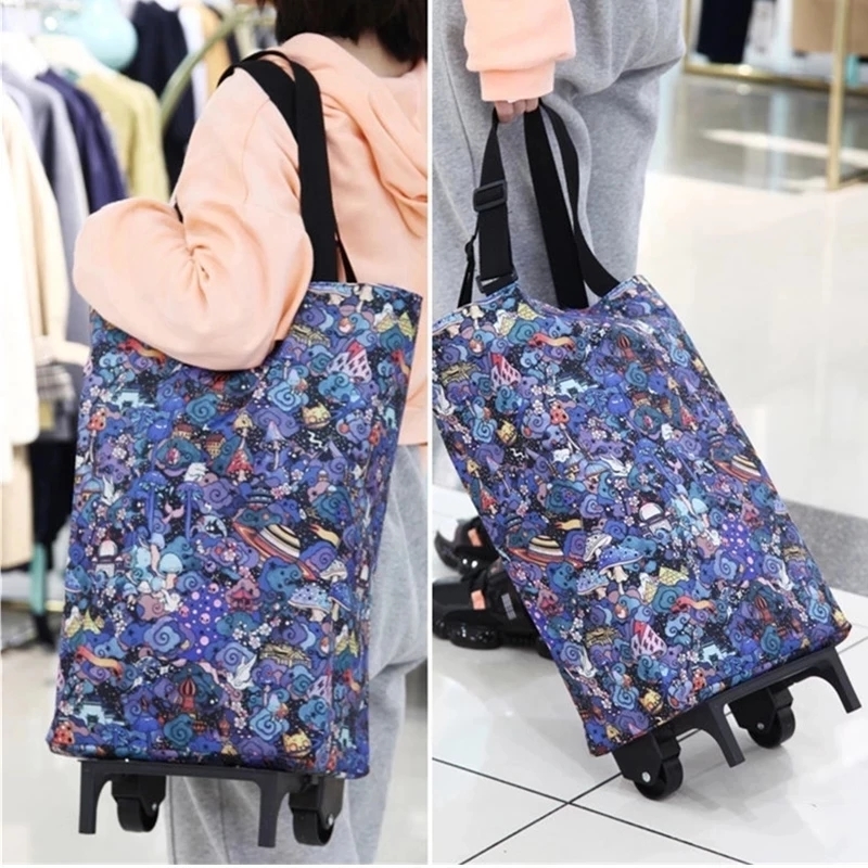 Food Storage With Wheels - Borsa portaoggetti pieghevole Shopping ad alta