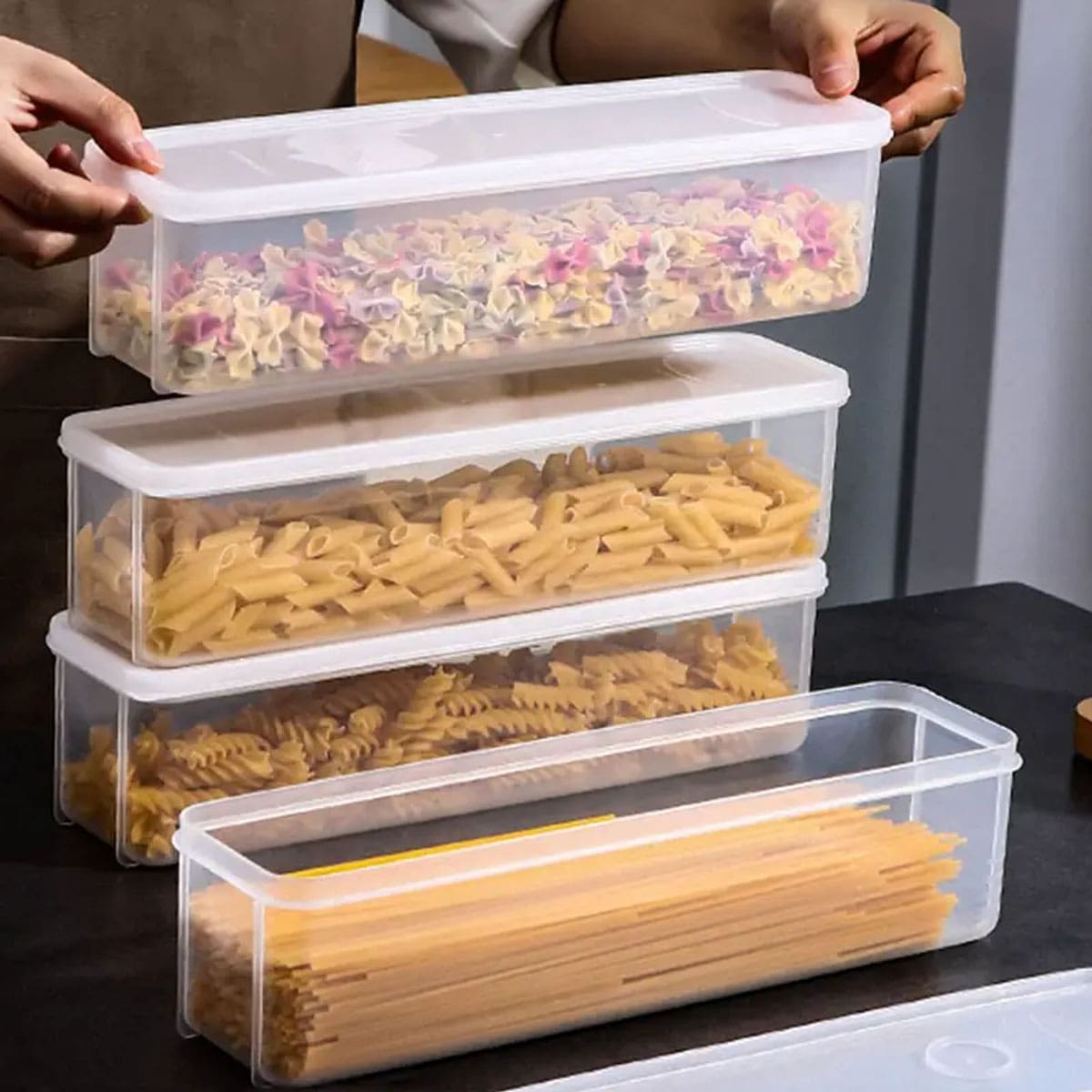 Food Storage Made Easy - 1 scatola portaoggetti in plastica trasparente,